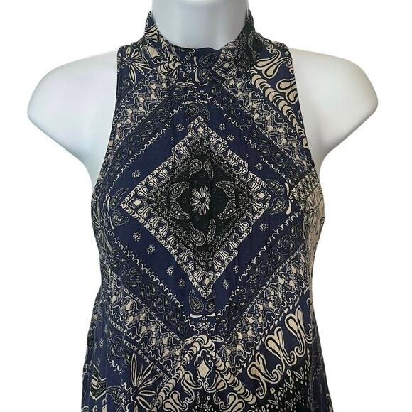 FREE PEOPLE INTIMATELY Beaux Slip Dress Blue Size Small Mock Neck Open Back - Picture 4 of 10
